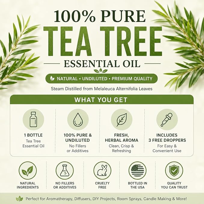GreenHealth Tea Tree Essential Oil 15 ml - 100% Pure Essential Oil