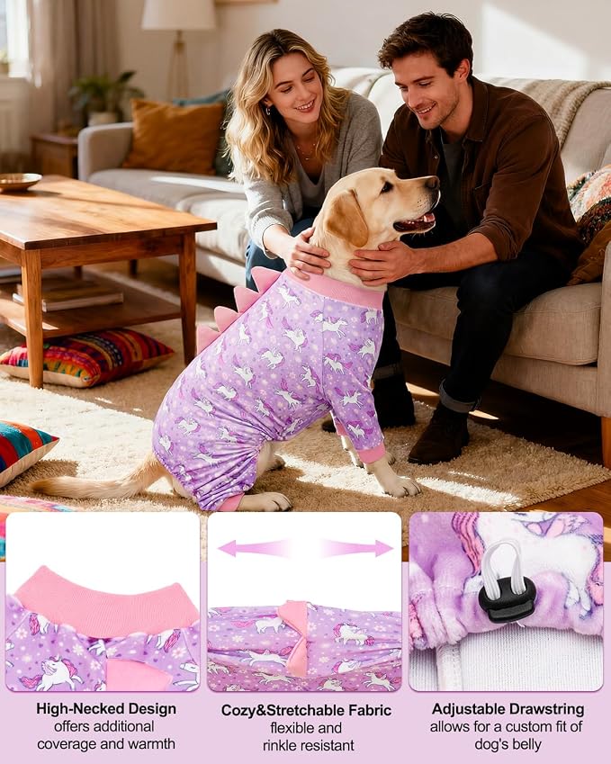CuteBone Dinosaur Costume Dog Pajamas, Stretchy Spandex Crystal Velvet Sleepwear Coat for Small Dogs, Soft & Warm Pet Outfit Clothes for Cold Weather, Cozy Pullover Design COSP11XXL