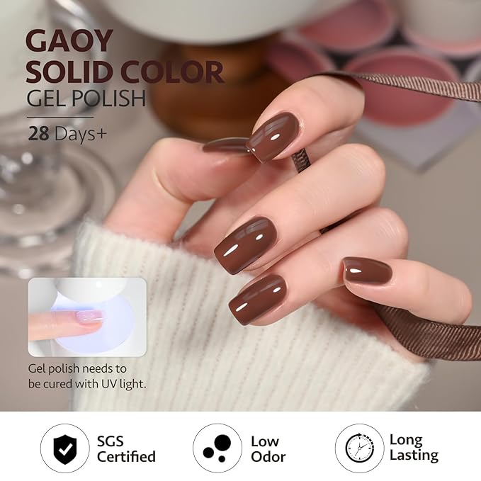 GAOY Brown Gel Nail Polish, 16ml Soak Off Gel Polish, UV Light Cure for Nail Art DIY Manicure at Home, 2088 Amber Brown