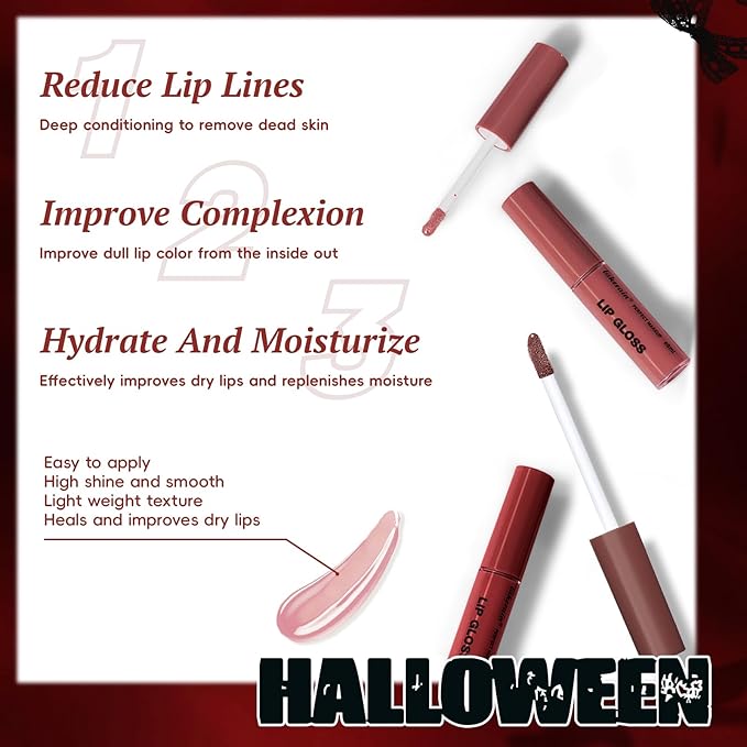 Lip Liner Gloss Set, Purple Plumping Lip Liner Lip Pencil Moisturizing Lightweight Lip Gloss Lip Combo, High Shine Glossy Lip Tint Lip Stain Makeup Long Lasting Lip Contour for Women