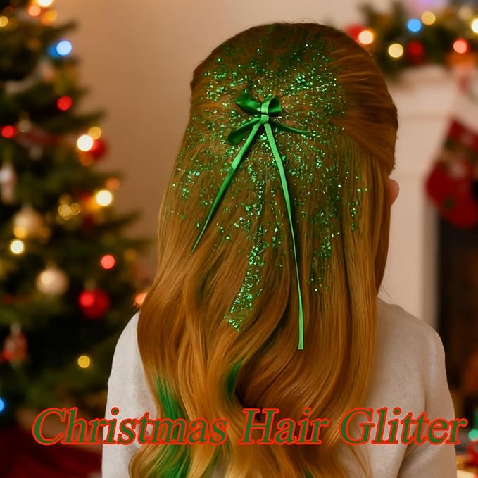 Green Hair Glitter Stick,Christmas Face Glitter Makeup,Waterproof Shimmer Elphaba Costume Accessories,St Patrick's Day Outfit for Women,Mardi Gras Body Glitter Rave Singer Concert