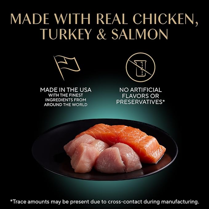 Sheba Perfect Portions Cuts Wet Cat Food, Multipack, 2.6 oz, 24 ct | Grain-free, Chicken, Salmon & Turkey flavors, protein-rich, no corn or soy, essential vitamins & minerals, twin-pack trays