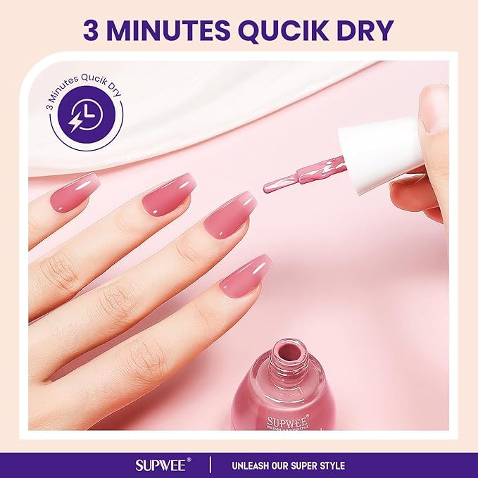 Sheer Nude Quick Dry Nail Polish, 16ml Air Fast Dry Regular Nail Polish Lacquer High Glossy Fall Finger Nail Manicure DIY Nail Art Salon Gift for Women Girl