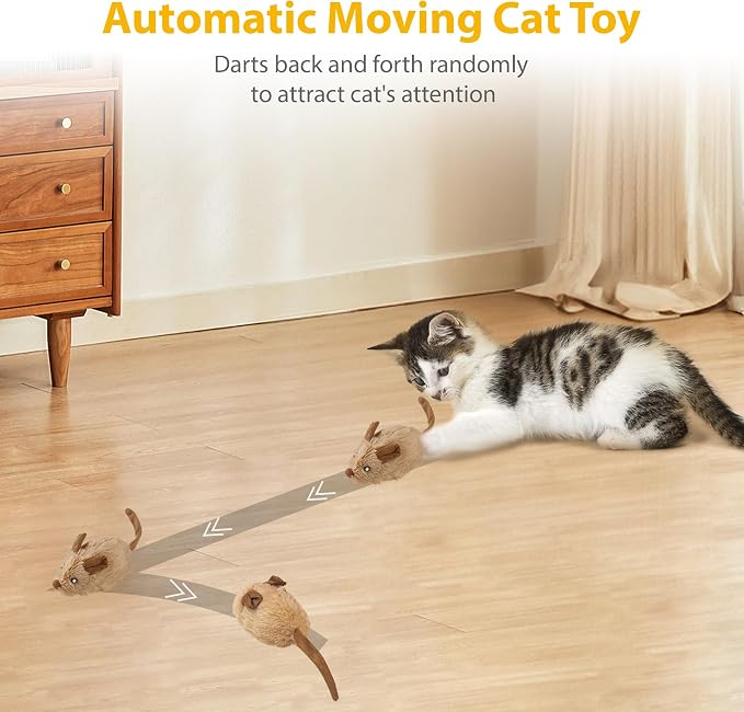 Gigwi Interactive Moving Cat Toy, USB-Charged Squeaky Mouse for Cats