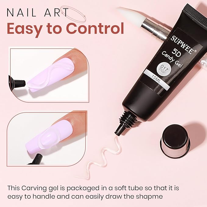 3D Nail Art Gel Clear Sculpting Gel for Nail Art Design DIY 3D Molding Gels for Painting Drawing Carving Nails Gels Nail Tube Home DIY Modeling Decoration Manicure