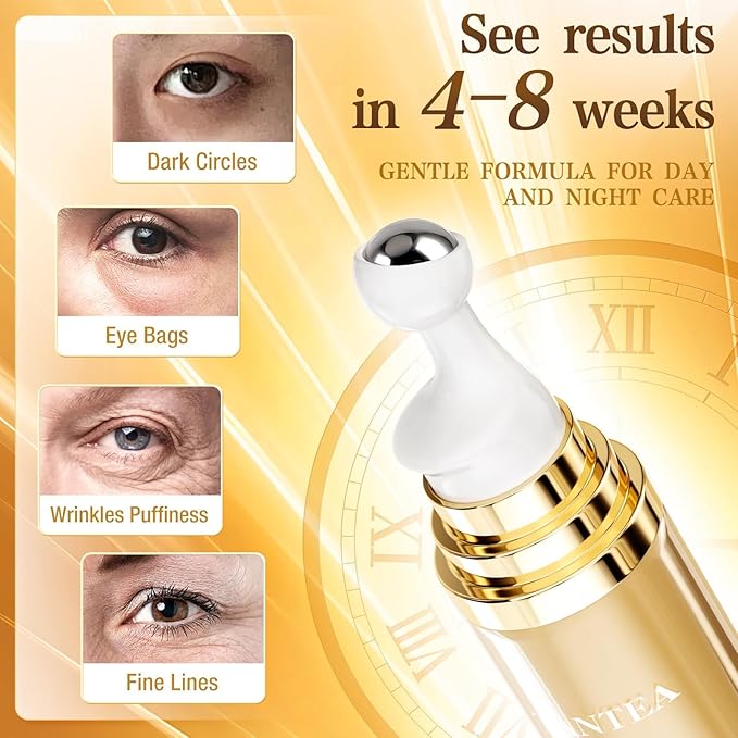 6% Caffeine Eye Cream for Dark Circles & Puffiness, 1% Retinol Eye Serum for Under Eyes Bags, Anti-Aging Eyes Cream for Men and Women (0.52 Fl)