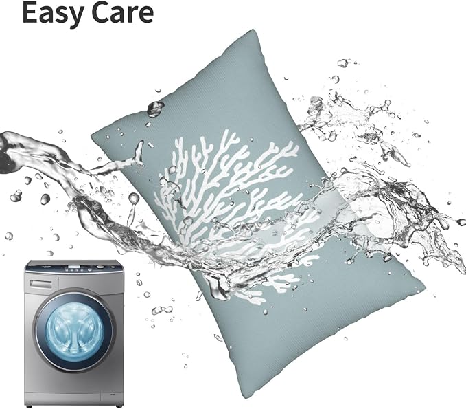 Coastal Pillow Covers 12x20 Set of 2 Blue Coral Starfish Throw Pillows Nautical Ocean Decorations Summer Linen Beach Pillowcase Outdoor Decor Farmhouse Lumbar Cushion Case for Home Living Room