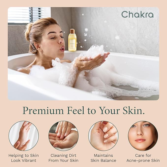 Chakra Body Wash for Women & Men - Moisturizing Shower Gel for Deep Cleansing and Silky Skin - Gentle Daily Body Care with Long-Lasting Freshness, 8.45 fl oz, Soft Linen