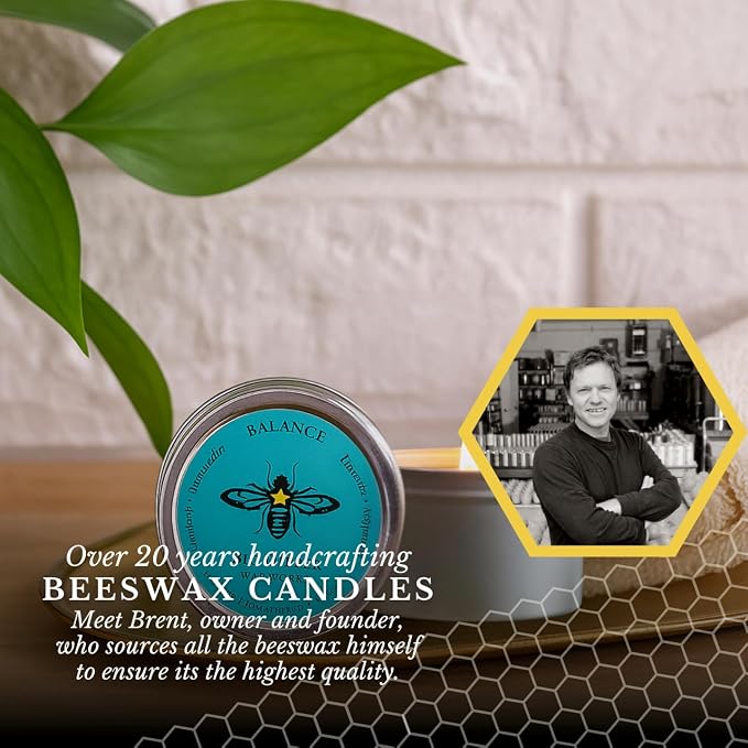 Big Dipper Wax Works Beeswax Aromatherapy Candle, Balance - Peppermint & Lavender Scented, Small Tin, 12-Hour Burn, Pure Essentail Oils, 1.5" x 1", Travel Size