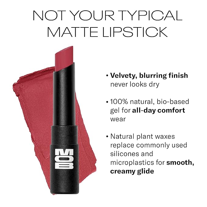 MOB Beauty Soft Matte Lipstick M144 – Muted Rose | Weightless, One-Swipe Color Infused with Skincare | Vegan, Silicone-Free, Cruelty-Free Formula in a Biodegradable Capsule