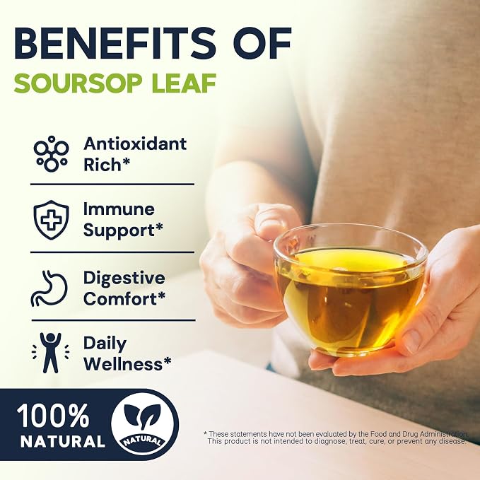 Soursop Graviola Leaf Tea Bags - Caffeine & Sugar Free, 20 Teabags