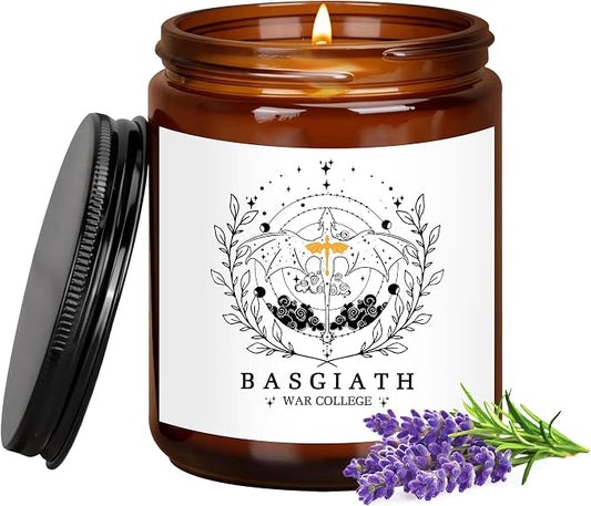 4th Wing Gift Basgiath War College Bookish 7 oz Lavender Scented Candle Relaxation Gifts Book Lover Gift Fantasy & Literature Inspired Scented Jar Candle (Candle-Basgiath War)