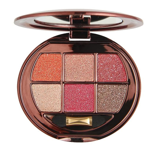 6 Colors Shimmer Eyeshadow Palette with Mirror, Neutral Nude Eye Shadow Matte & Glitter Shades Highly Pigmented Blendable Waterproof Long-Lasting Natural Smokey Eye Makeup Palette for Women 8#