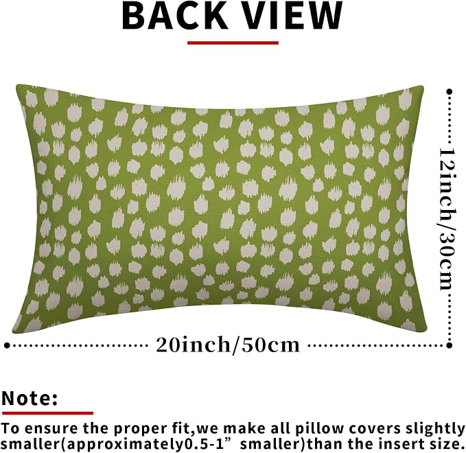 Lime Green Cream Dots Lumbar Pillow Covers 12x20 Set of 2 Boho Design Polka Dot Print Throw Pillows Modern Outdoor Decorative Pillowcase Rectangle Linen Cushion Cases Decor for Sofa Couch Bed