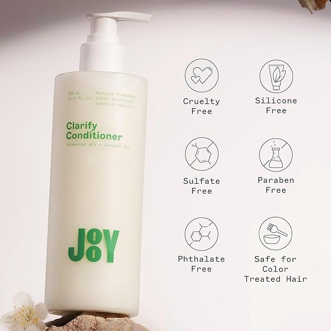 JOOY Clarify Conditioner Weightless Hydration, Soothes Scalp Irritation, Reduces Flakiness & Fights Frizz, Safe for All Hair Types & Color-Treated Hair, Free of Sulfates & Parabens, 11.8 fl oz