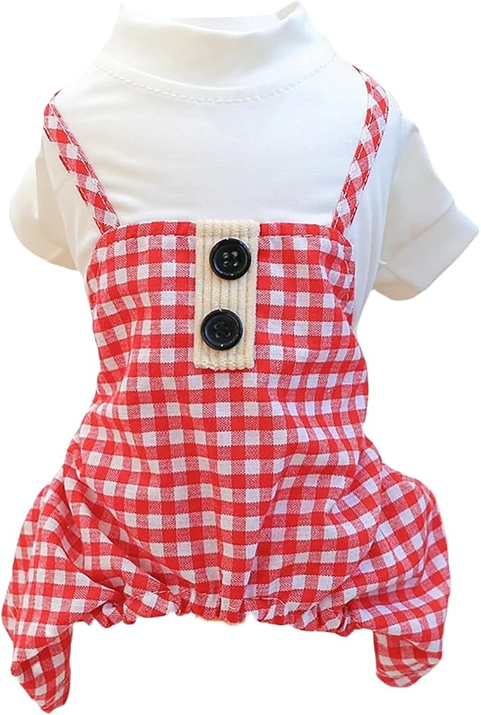 Dog Stylish Overalls Comfortable Puppy One Piece Outfits Summer Bib Overalls for Small Dogs Cute Pet Jumpsuit Onesie Chihuahua Yorkies Birthday Holiday Clothes Costume
