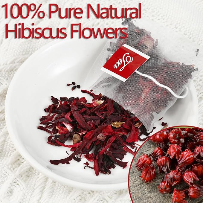 Premium Hibiscus Tea Bags,100 Tea Bags/7.06 Oz,100% Pure Dried Hibiscus Flower,Natural & No Additives,Caffeine Free.