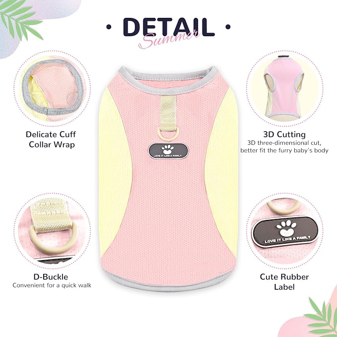 Dog Cooling Vest with D-Ring Dog Tshirt Sun Protection Small Puppy Clothes for Girls Boys Stretchy Shirts for Dogs Lightweight Breathable Shirt French Bulldog Frenchie Dachshund Clothes