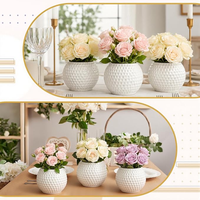 12 Pcs Golf Vase for Table Centerpieces 4 Inch Resin Pots Spring Planters Flower Pot Containers White Flower Containers Decorative Planter for Golf Sport Birthday Events Party Decor