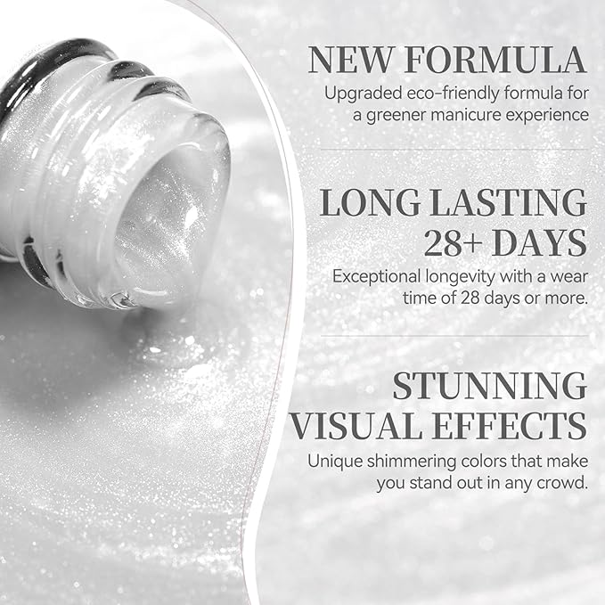 Born Pretty Cat Magnetic Eye Gel Nail Polish,15ML Water Light Silver Magnetic Gel Polish Silver White Jelly Glass Crystal Nail Polish Glitter Shimmer Auroras Gels Nail
