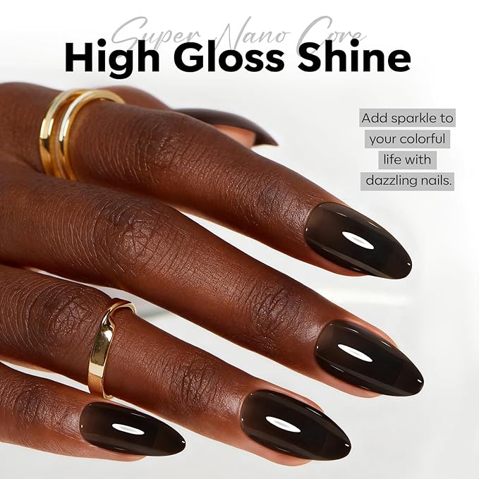 modelones Jelly Gel Nail Polish Black Sheer Neutral Translucent Black Gel Polish Soak Off U V LED Nail Lamp Glassy 15 ML