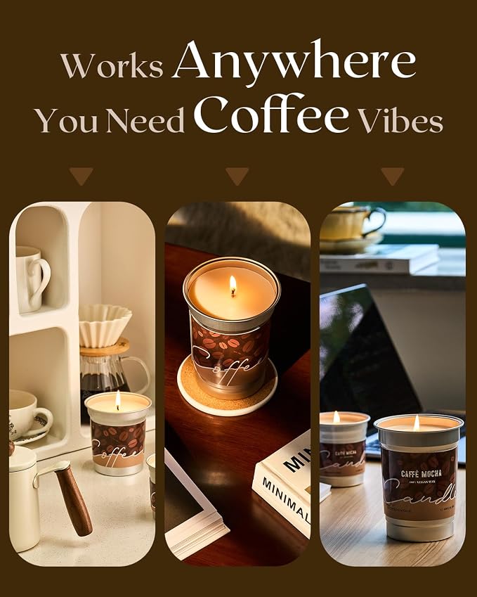 M&SENSE Mocha Coffee Scented Candles 16.2oz | 100 Hours Slow Burn, Soy Organic Non Toxic, Fall Seasonal, Home Decor, Aromatherapy Gifts