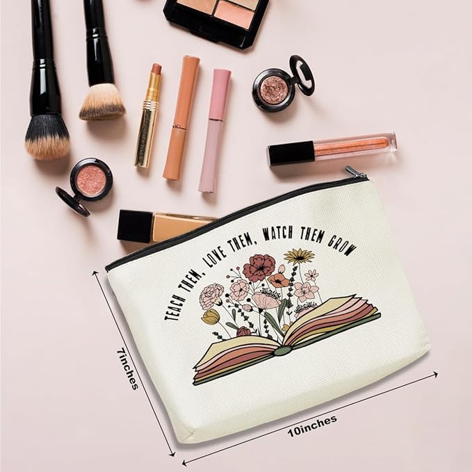 Inspirational Teacher Gifts: Cosmetic Bag & Makeup Pouch - Perfect for New Teacher, Retirement, Christmas & Birthday Gifts