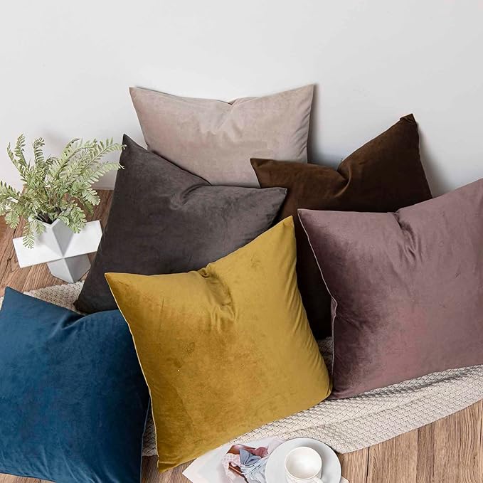 28x28 Velvet Throw Pillow Covers Set of 2 for Couch Sofa Bed,Prussian Blue | JUSPURBET Decorative Euro Pillow Covers with Invisible Zipper for Modern Living Room Bedroom Home Decor