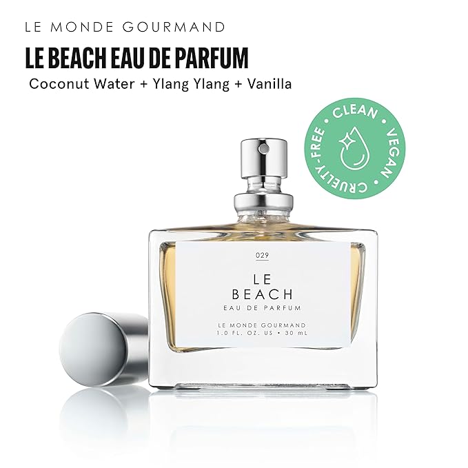 Le Monde Gourmand Le Beach Eau de Parfum Spray Perfume for Women, Coconut Water, Jasmine & Vanilla Bean Beach Scent, Vegan & Cruelty Free, 1 fl oz (30 ml)