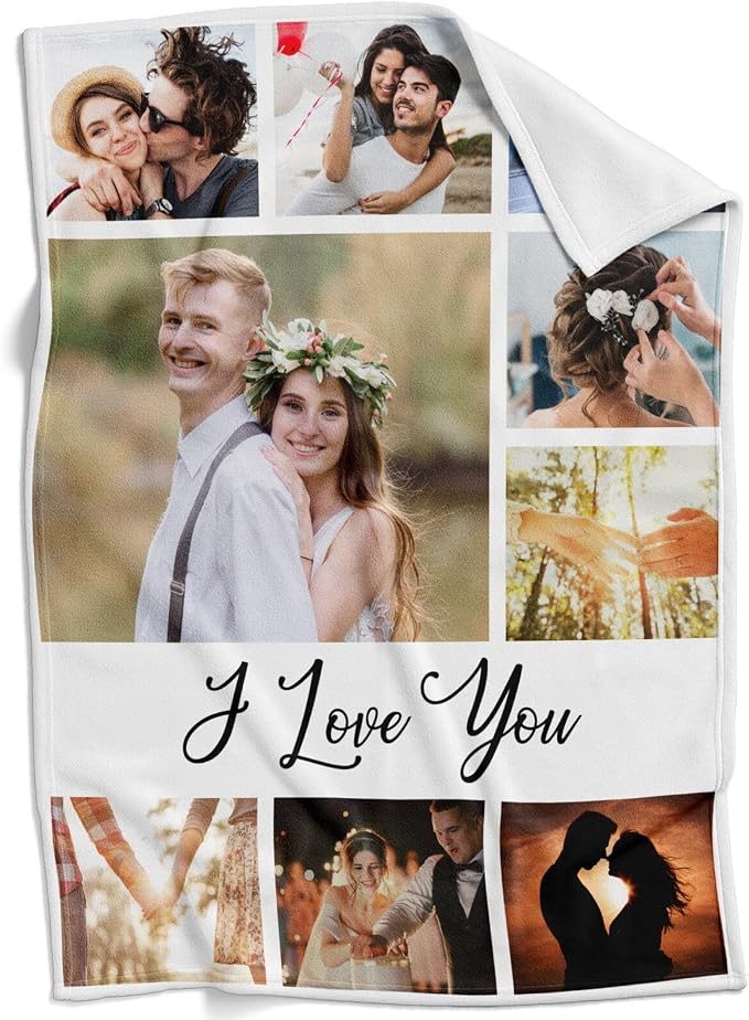 inkArts Custom Blanket with Photo, Personalized Blanket, Customized Photo Blankets, Customizable Picture Blankets, Personalized Anniversary Photo Gifts for Women Men Her Him Girlfriend Boyfriend