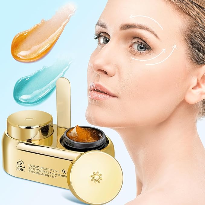 AOAO Dual Eye Cream with Niacinamide for Puffy Eyes and Dark Circles, Luxe Day & Night Firming Eye Cream for Wrinkles Age-Defying, Valentine‘s Revival & Birthday Under Eye Cream Gift for Women, 0.5oz
