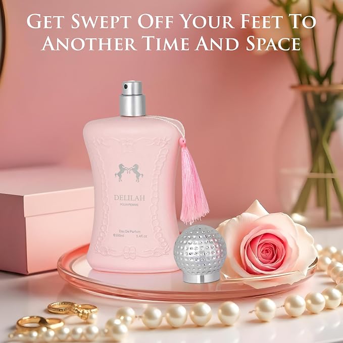 Delilah for Women - Floral Fruity Fragrance - Top Notes of Rose, Peony, Lychee, Bergamot & Nutmeg - Base Scents of Cashmeran, Cedar & Incense - Free of Paraben - Elegant 100ml Bottle, Women Parfume