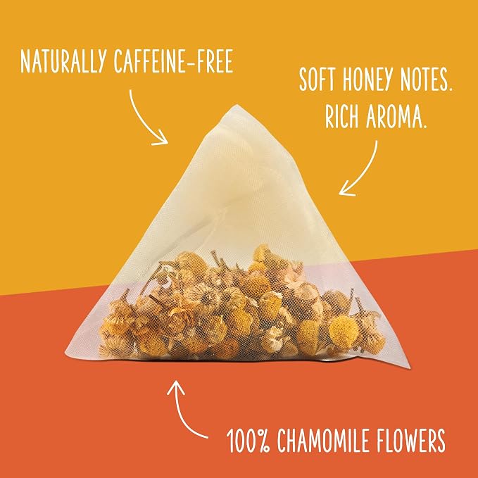 Two Leaves and a Bud Organic Chamomile Herbal Tea Bags, Naturally Caffeine Free, Whole Leaf Chamomile Tea in Pyramid Sachets, 15 Count (Pack of 1)