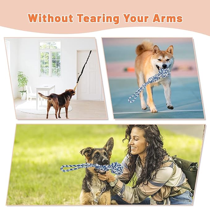 Interactive Dog Bungee Toy Rope Tug War for Pitbull Small Medium Large Dogs, Indoor/Outdoor Tree Hanging Toy for Exercise Solo Play,Spring Pole Interactive Toys with 3 Chew Rope