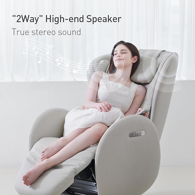 Nouhaus Luna Heated Massage Chair,Full Body Massaging Zero-Gravity Leisure Recliner with Low-Noise 3D Massage and Dual Sound Systems Modern Massage Chairs (Elder White)