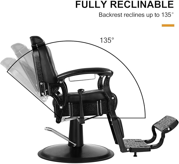 Artist hand Barber Chair All Purpose Hydraulic Recline Salon Chair Beauty Spa Vintage Barber Chair Heavy Duty Chair(Black)