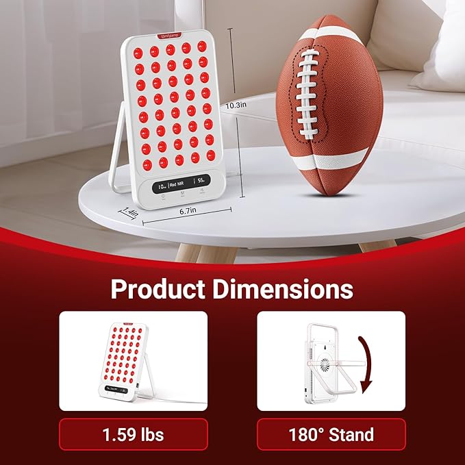 Comfytemp Red Light Therapy Panel, Near Infrared Light with 180° Adjustable Stand, Portable Panel for Face Body Travel Home, Gifts for Mom Dad Christmas Birthdays, 660nm & 850nm, 55W