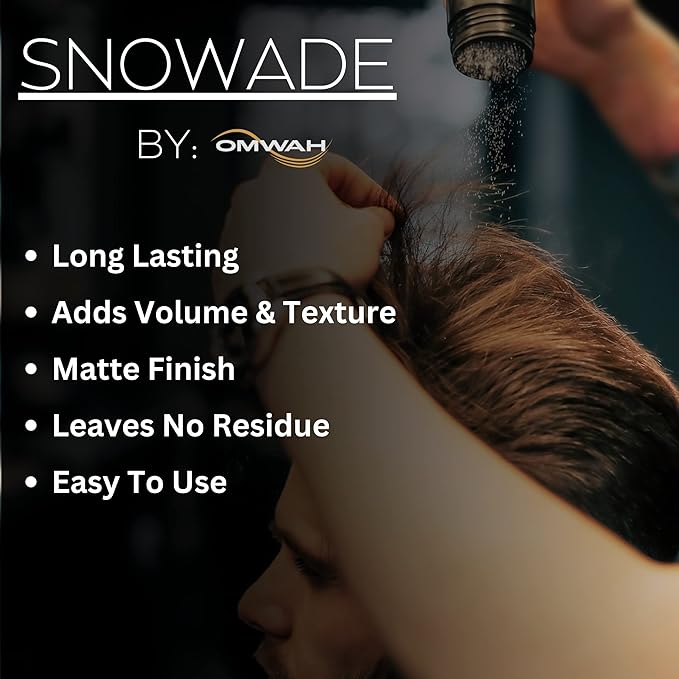 OMWAH SNOWADE Hair Styling Powder (25g) - All Natural Look Mens Hair Powder - Adds Volume and Texture - No Oil or Greasy Residue