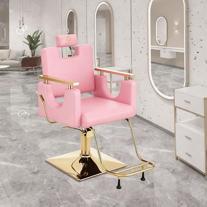 Heavy Duty Barber Chair, 360° Swivel Reclining Salon Chair for Hair Stylist, Height Adjustable Hydraulic Hairdressing Chair with Footrest for Barber Shop, Beauty Salon, Hairdressers