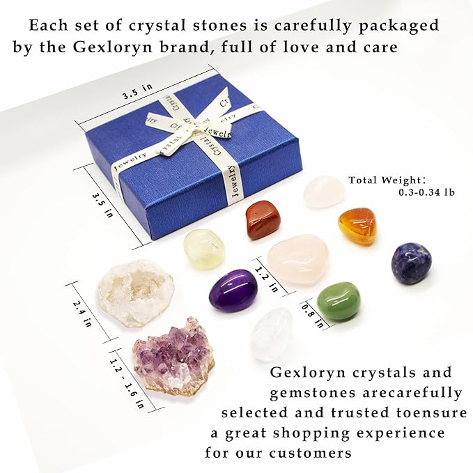 Crystals and Healing Stones, Healing Crystals, White Crystal Geode & Amethyst Cluster, Witchcraft Supplies, Chakra Stones Crystals Starter Kit, Crystal Set Gift Box