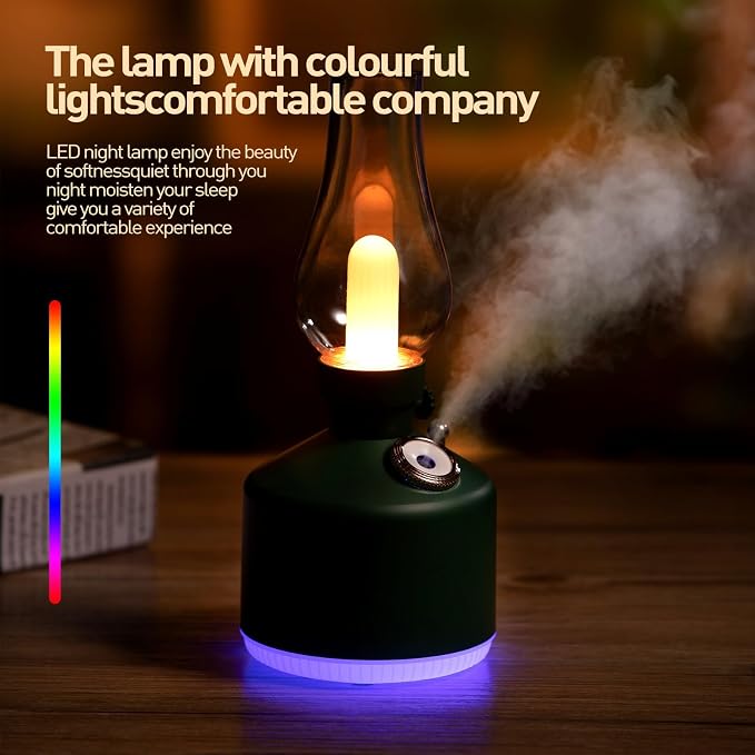 APSARAS USA Essential Oil Diffuser,Vintage Lamp Humidifier,1200mAh Adjustable Brightness Night Light Air Aroma Diffuser Humidifier,Timer & Auto Shut-Off，Gift for Lover,Home,Office,Yoga,Gym280ml