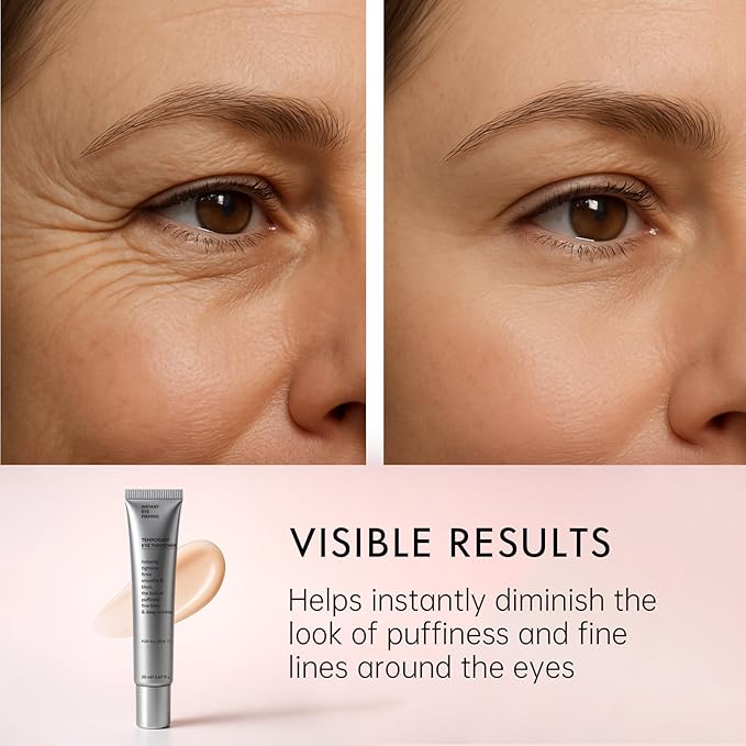 Instant Eye Tightening Cream with Brush, Firming & Lifting for Under Eye Bags, Rapid Fine Lines, Puffiness, Dark Circles, Anti Aging, Refreshing Formula for All Skin Types, 0.67oz