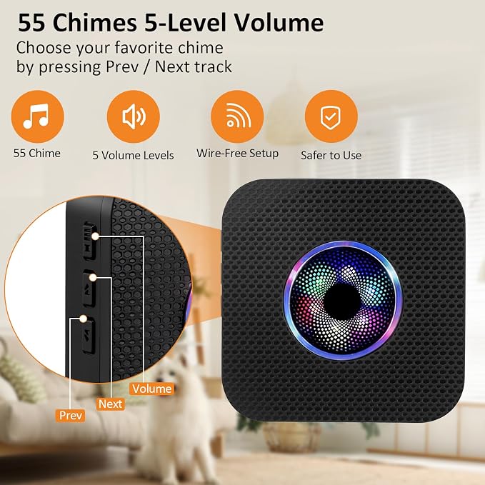Ownpets Wireless Dog Doorbell 1000Ft 55 Melodies Dual Button