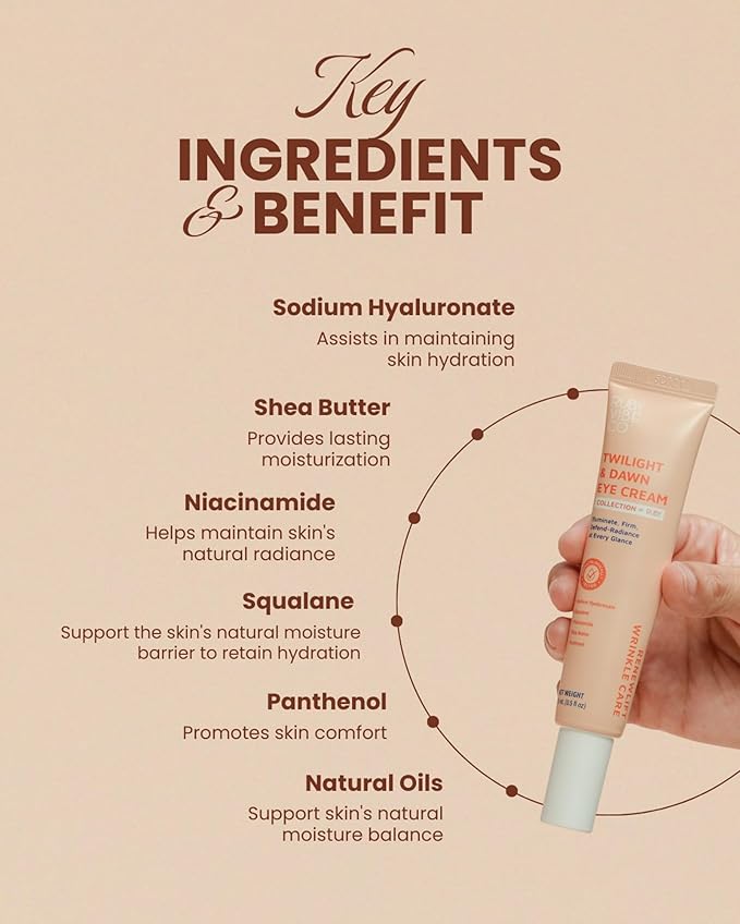 RUBY VIBE CO Hydrating Eye Cream, Eye Moisturizer & Eye Repair Cream with Niacinamide, Hyaluronic Acid, Shea Butter, Squalane & Panthenol, Night Eye Cream for All Skin Types. 15 ml