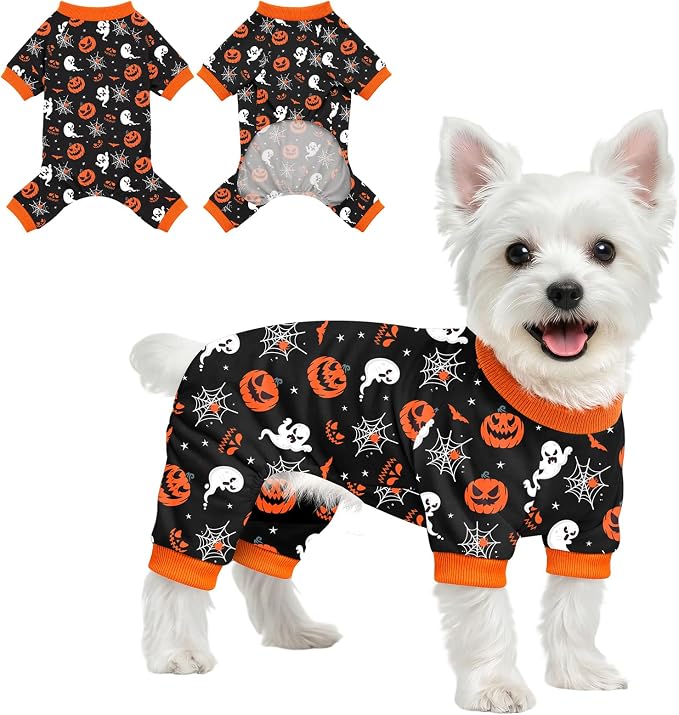 Dog Halloween Pajamas for Small Medium Dogs Halloween Pjs Pink Bow Dog Onesie Breathable Puppy Pj Pet Stretchy Soft Sleepwear for Spring Summer Costume-XL