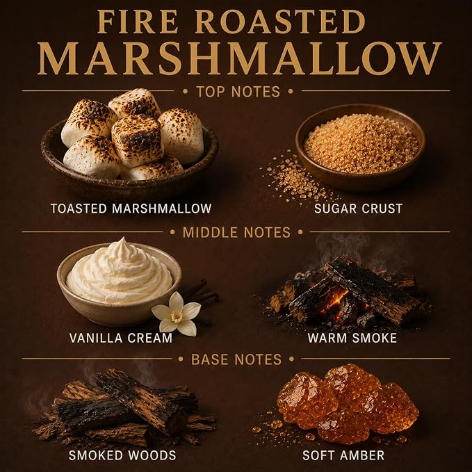 Affinati Fire Roasted Marshmallow 10 oz Scented Candle – Long Lasting Luxury Soy Blend Candle for Home, Strong Scent Throw Sweet Toasted Sugar Gourmand Candle, Premium Home Fragrance Gift
