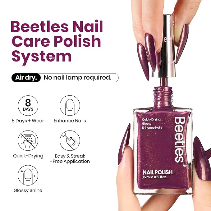 Beetles 1Pcs 15ml Nail Polish,Burgundy Red Nail Polish Fast Drying & Long Lasting Nail Lacquer Red Wine Dreamscape Glitter Art Effect for Nail DIY Salon at Home Gifts for Women