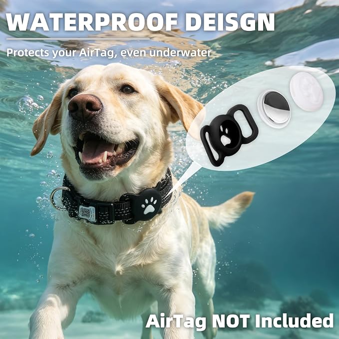 PUPTECK Airtag Dog Collar, Reflective with QR Code Buckle, Waterproof AirTag Holder Outdoor Tracking Pet Collars, Adjustable Soft Padded Durable for Small Medium Large Dogs Walking Training, Black S