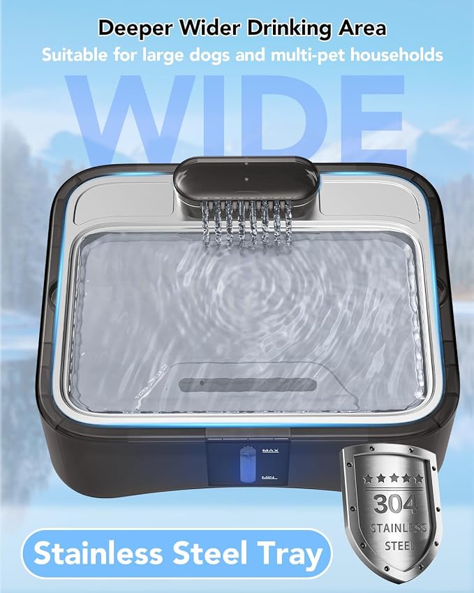 UPSKY Cat Water Fountain, 2.25Gal Large Capacity for Multi-Pet Homes | Ultra Quiet 304 Stainless Steel, Anti-Clog Pump with 4 Filters, Non-Slip Mat Included, Easy to Clean, Smart LED & Anti-Dry