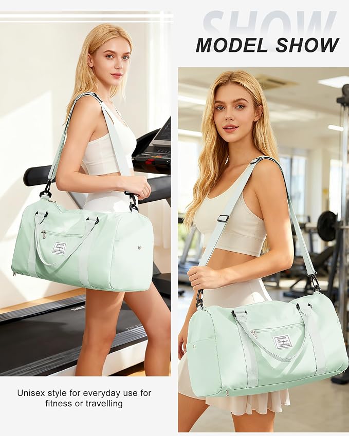 Gym Bag Womens Mens with Shoes Compartment and Wet Pocket Travel Duffel Bag for Women for Plane Sport Gym Tote Bags Swimming Yoga Small Waterproof Weekend Overnight Carry on Bag Hospital Holdalls